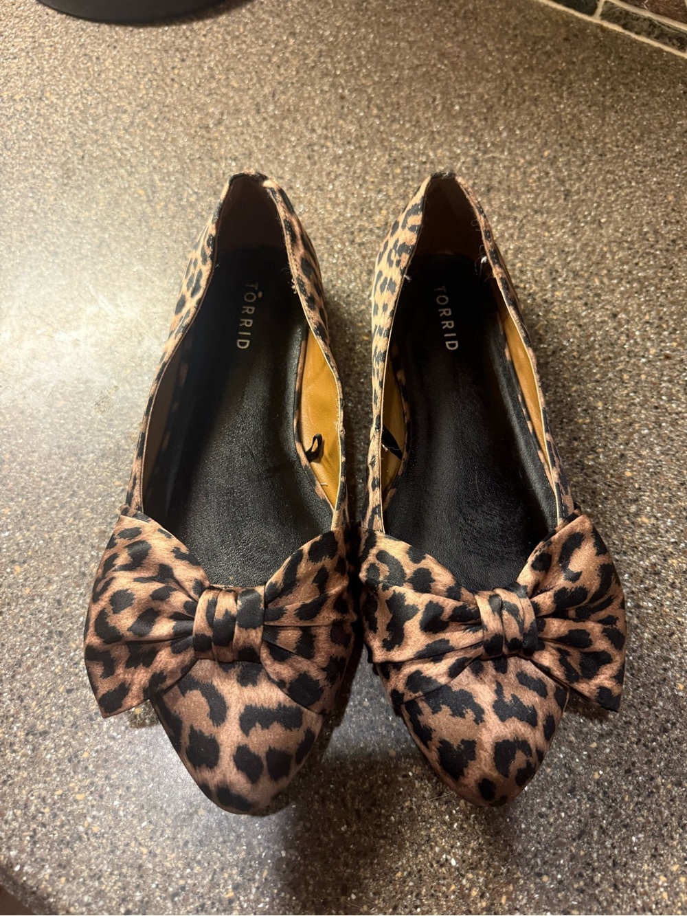 torrid Leopard Print Pointed-Toe Flats with Bow - Brown & Black